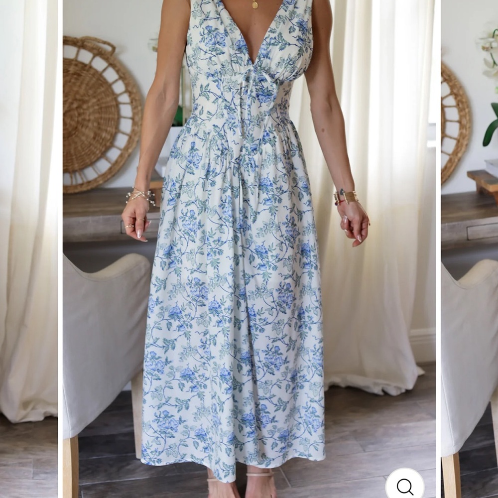 Floral Blue and White Dress
